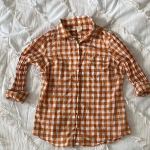 J. Crew Perfect Shirt In Terra Cotta Gingham
